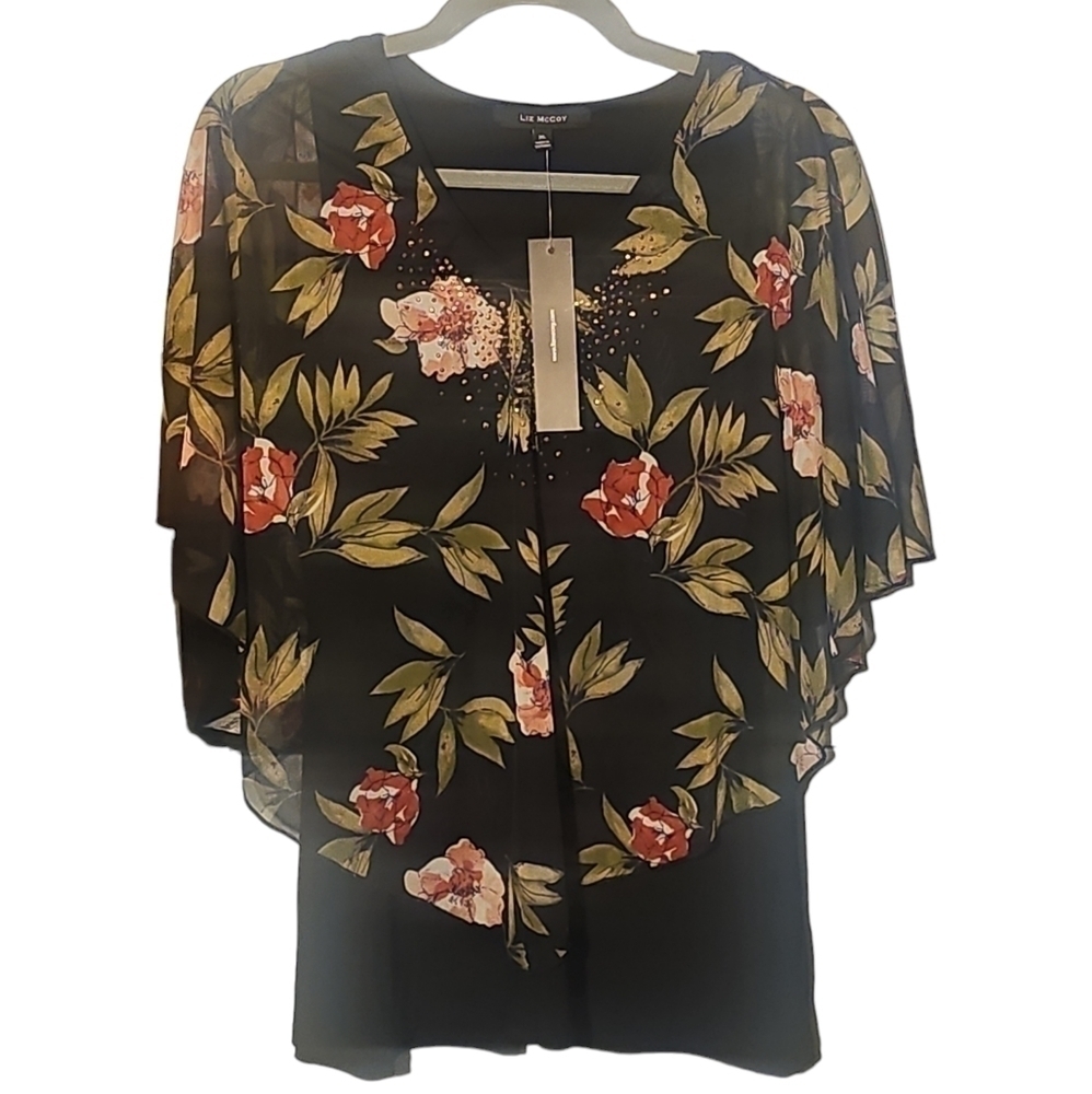 Liz Mccoy Womens XL shirt with attached shawl